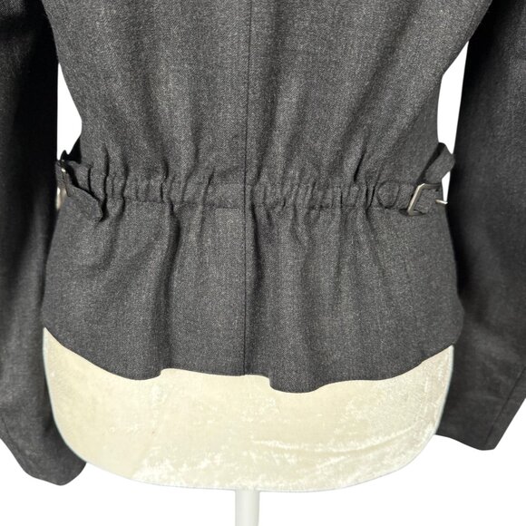 Worth Petite black collared long sleeve button down wool blazer women's size 2P - Picture 6 of 8